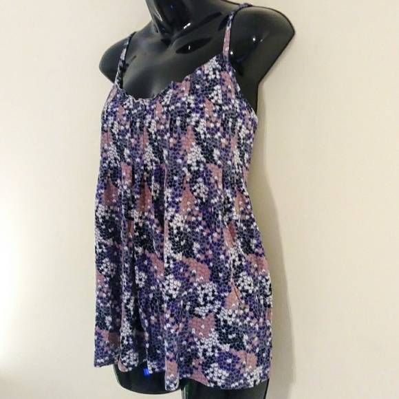 ELLE Blue And Purple Floral Tank Blouse Size Med - Picture 6 of 6